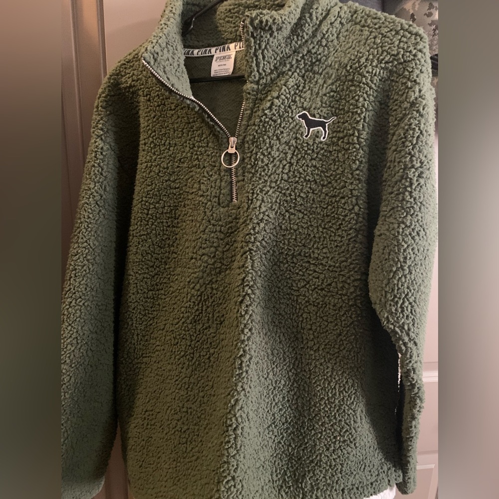 PINK fleece pullover jacket